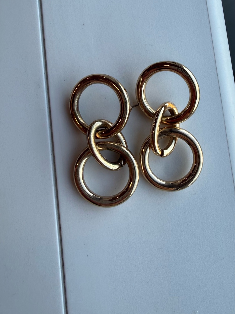 Vintage Gold Linked Circle Drop Earrings - Women Jewelry
